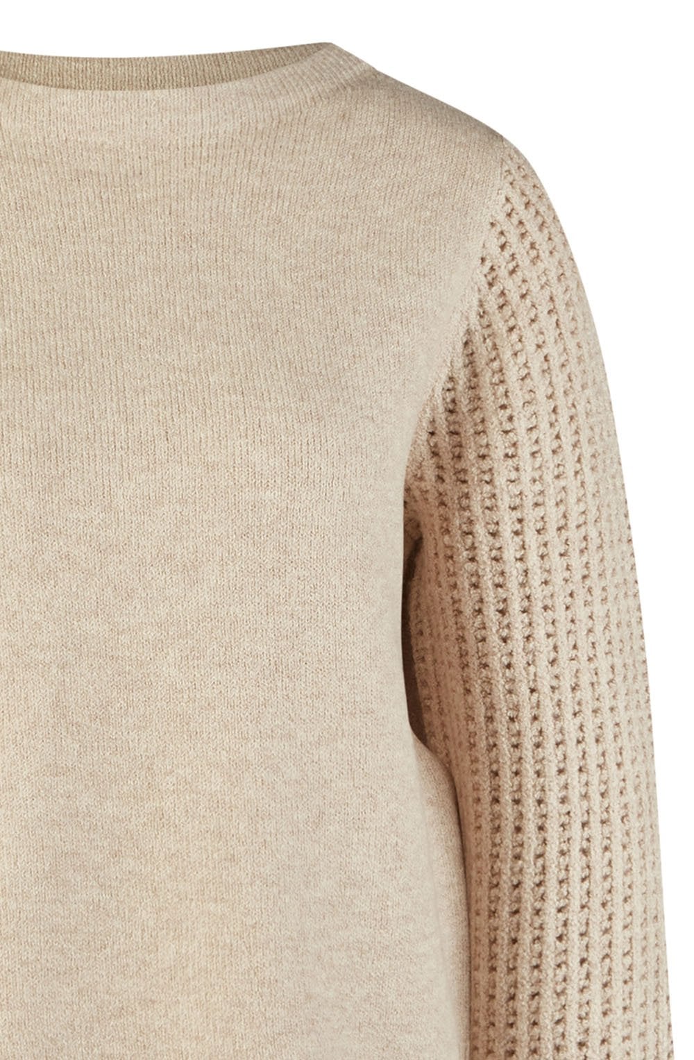 Light Camel Mesh Sleeve Jumper