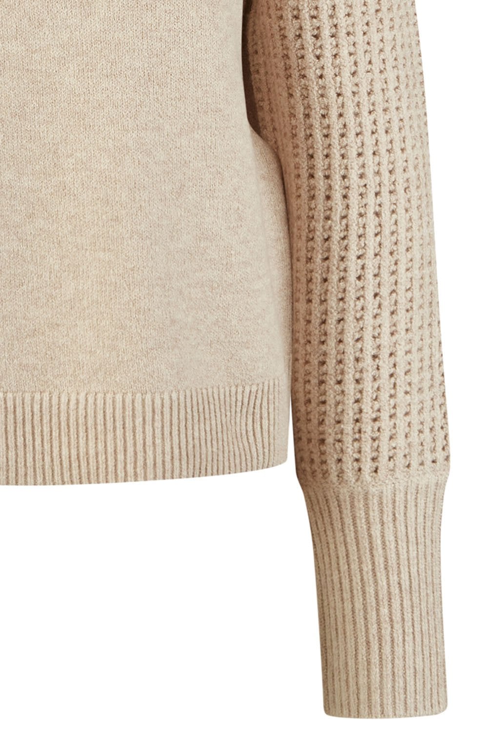 Light Camel Mesh Sleeve Jumper