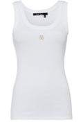 Off White Embroidered Ribbed Jersey Tank Top