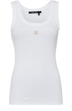 Off White Embroidered Ribbed Jersey Tank Top