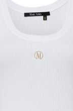 Off White Embroidered Ribbed Jersey Tank Top