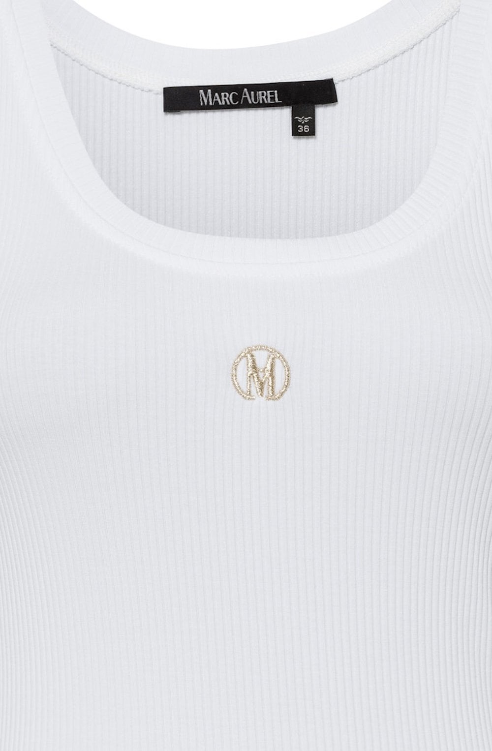 Off White Embroidered Ribbed Jersey Tank Top