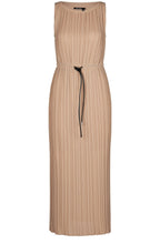 Sand Pleated Maxi Dress