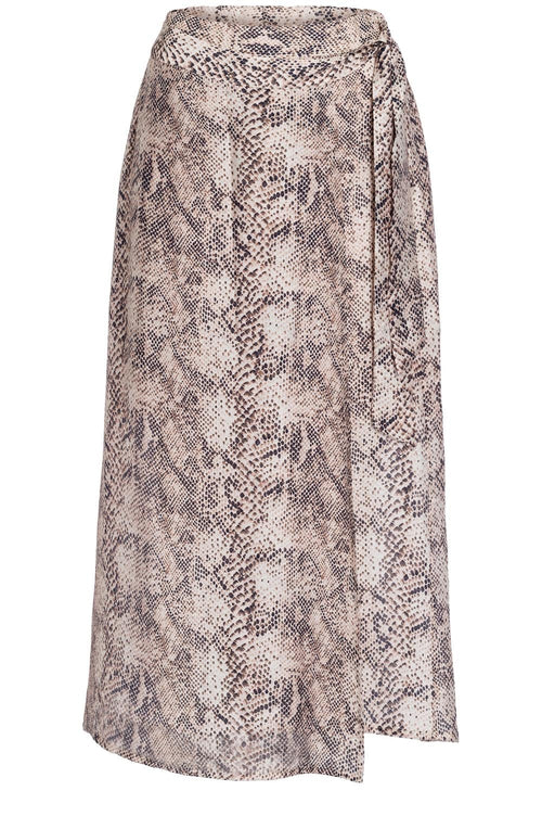 Snake Print Silk Touch Wrap Skirt
