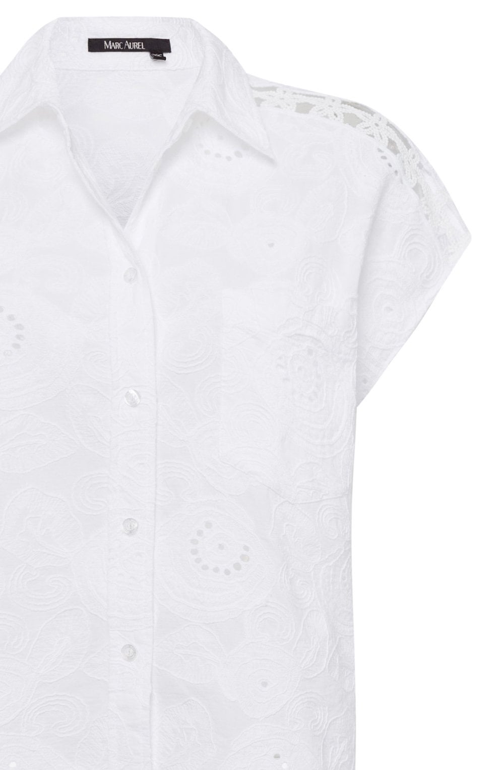 White Embroidered Poplin Blouse