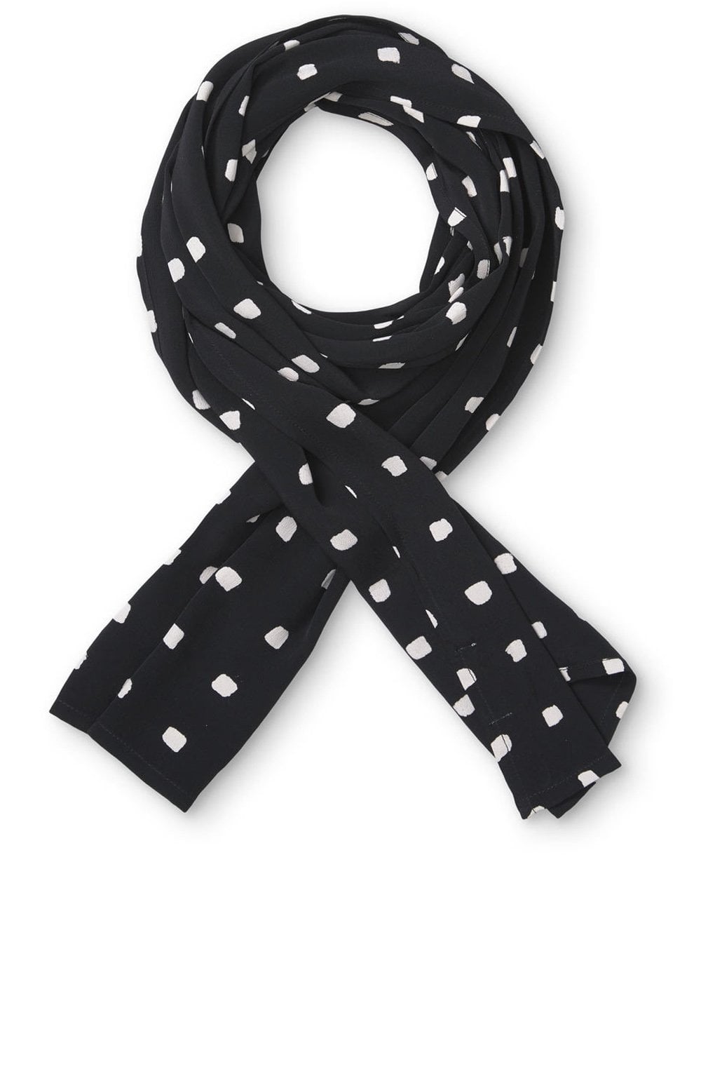 Along Black & White Spot Scarf