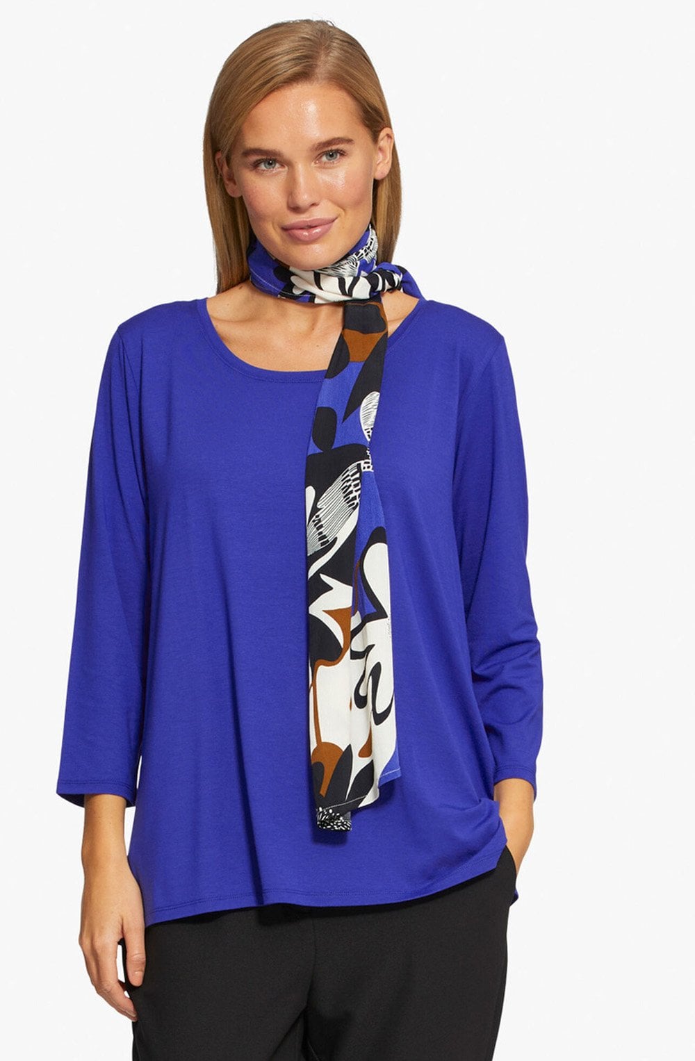 Along Blue Bold Floral Scarf