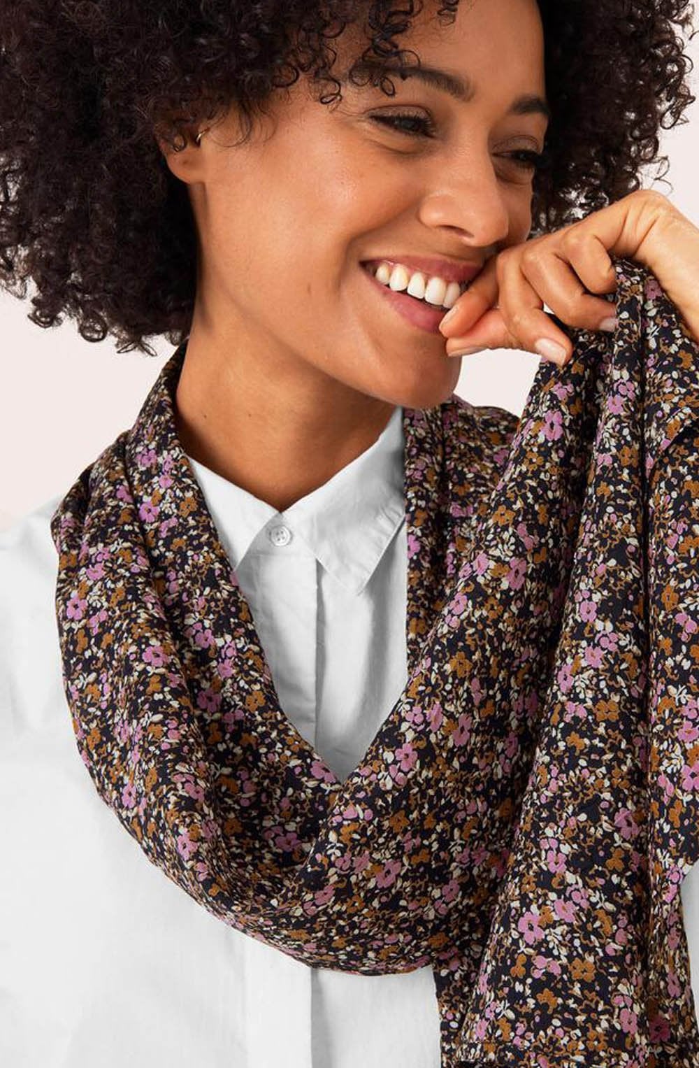 Along Dusky Orchid Floral Print Scarf