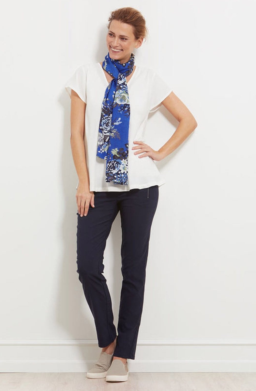 Along Greek Blue Floral Scarf