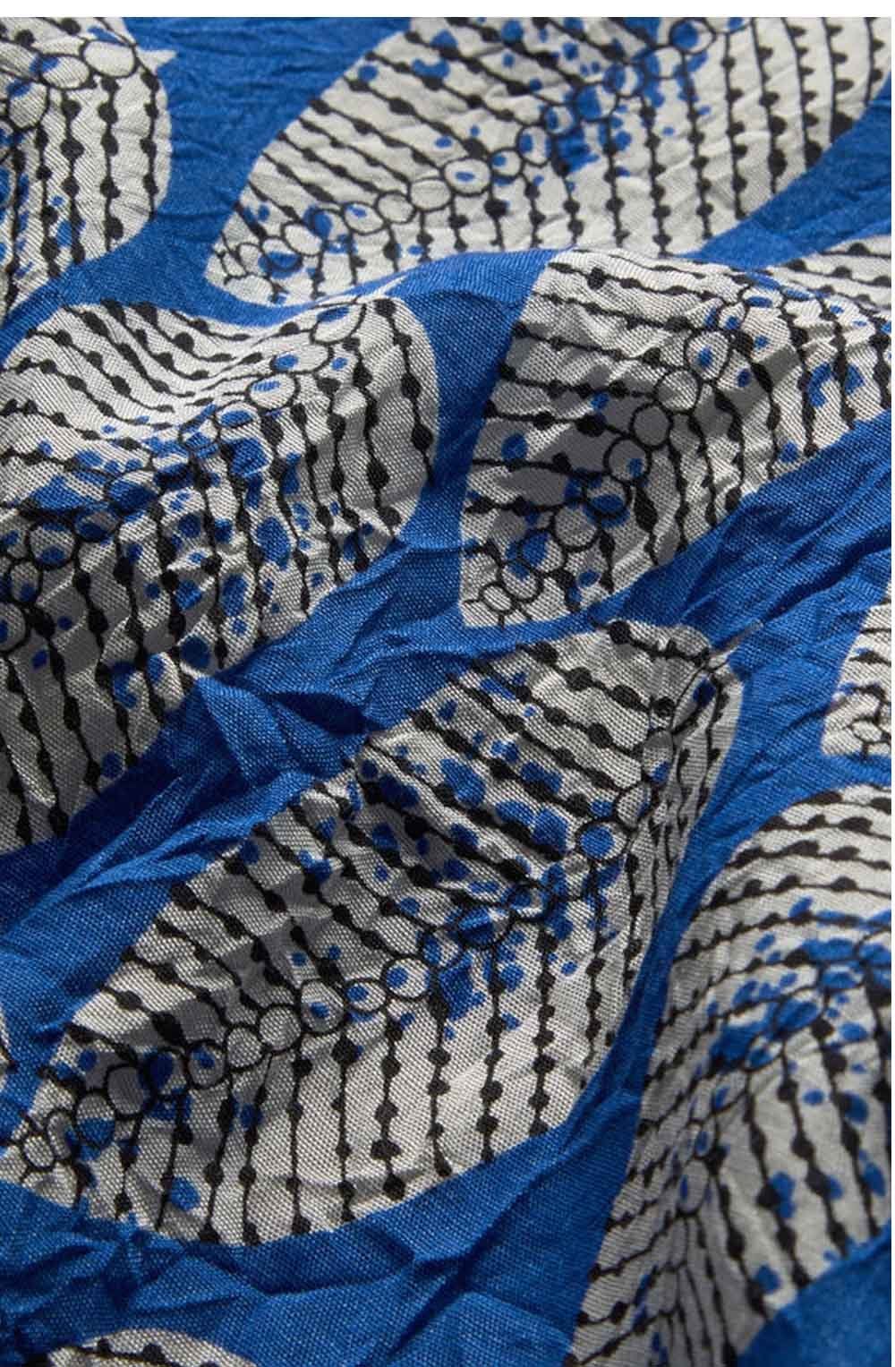 Along Greek Blue Leaf Print Scarf