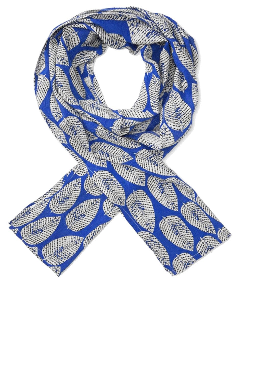 Along Greek Blue Leaf Print Scarf