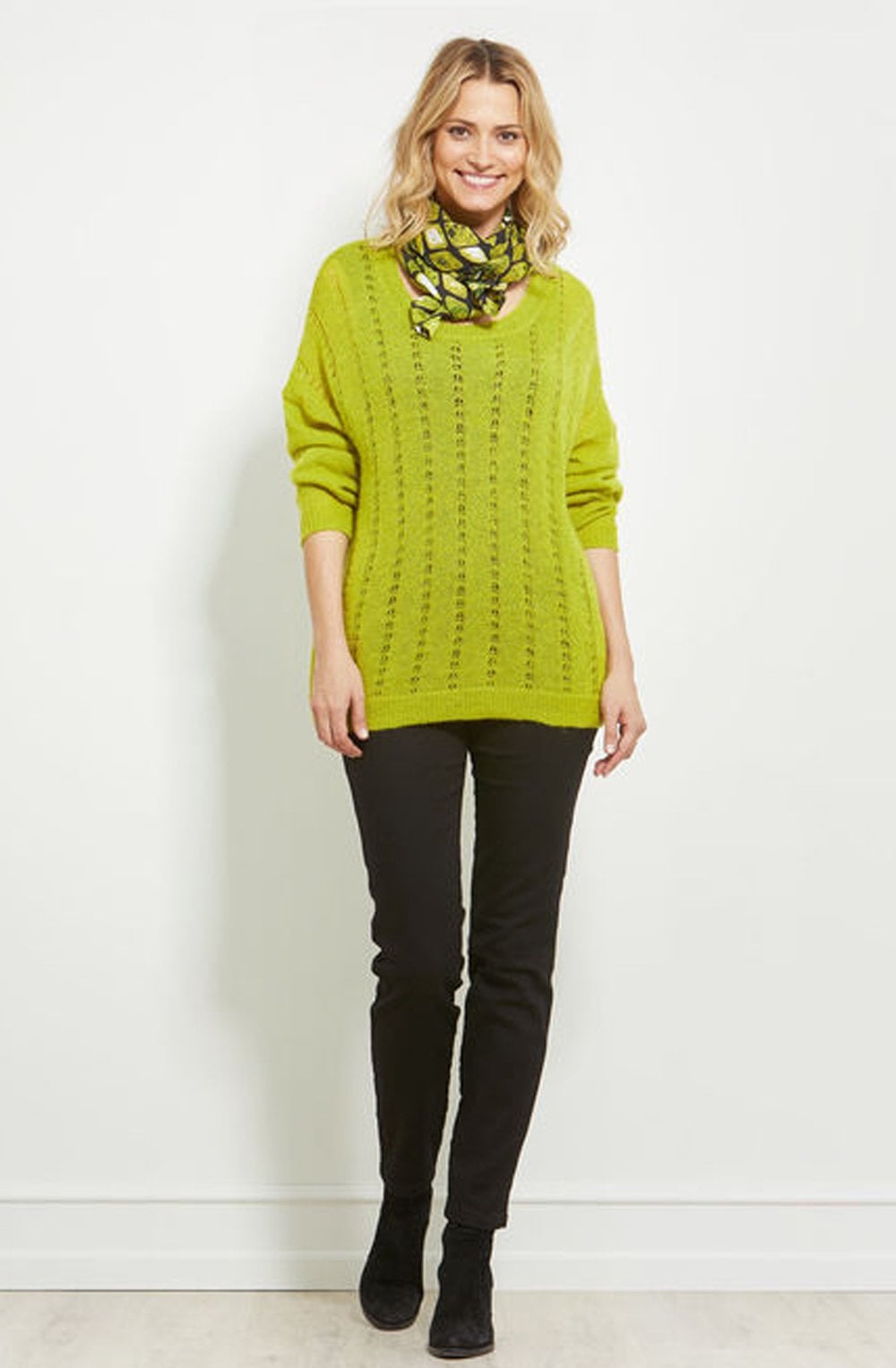 Along Lime Graphic Print Scarf