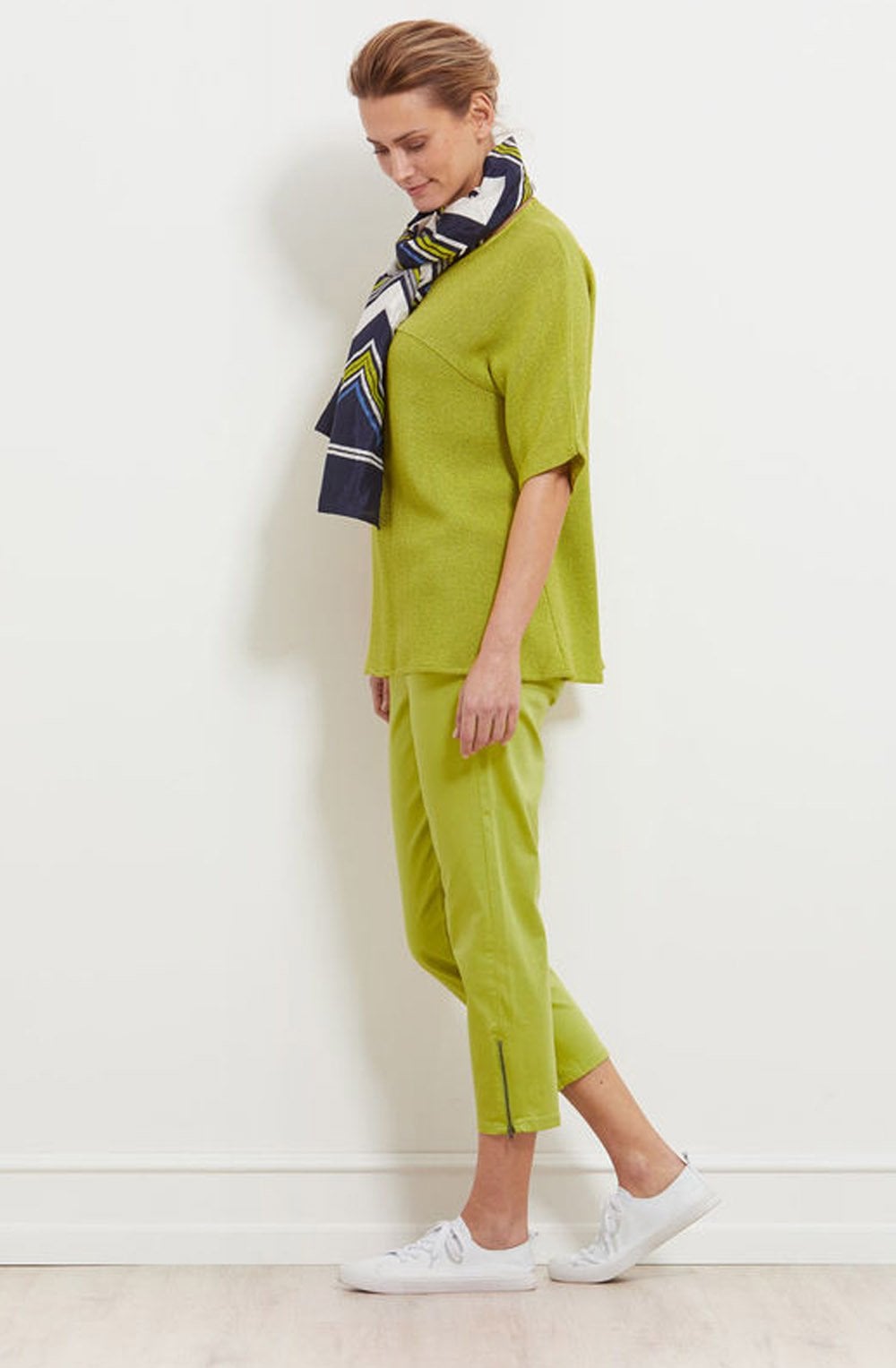 Along Lime Zig Zag Print Scarf