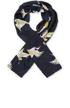 Along Navy Crane Print Scarf