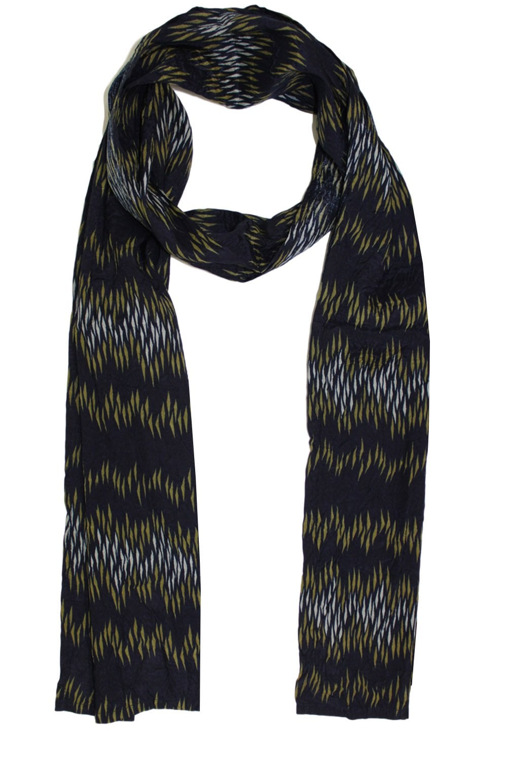 Along Navy & Khaki Print Scarf
