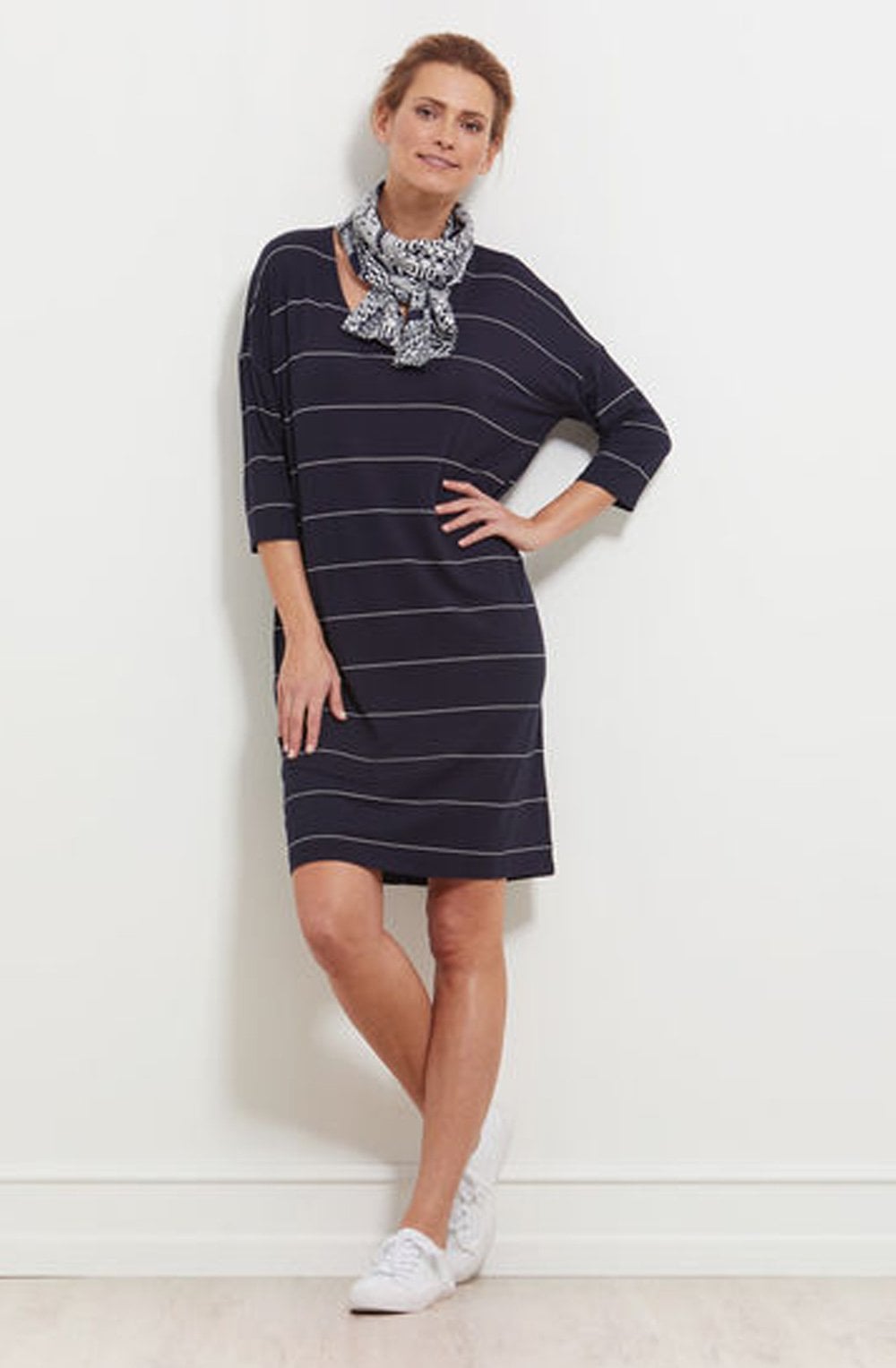 Along Navy Original Patterned Scarf