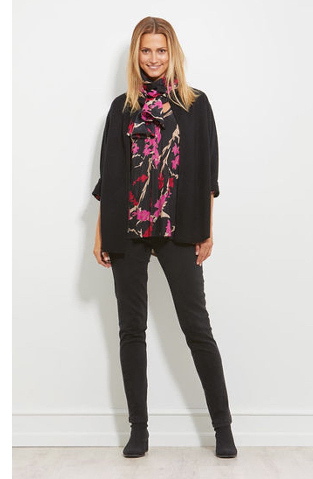 Along Pink Floral Print Scarf