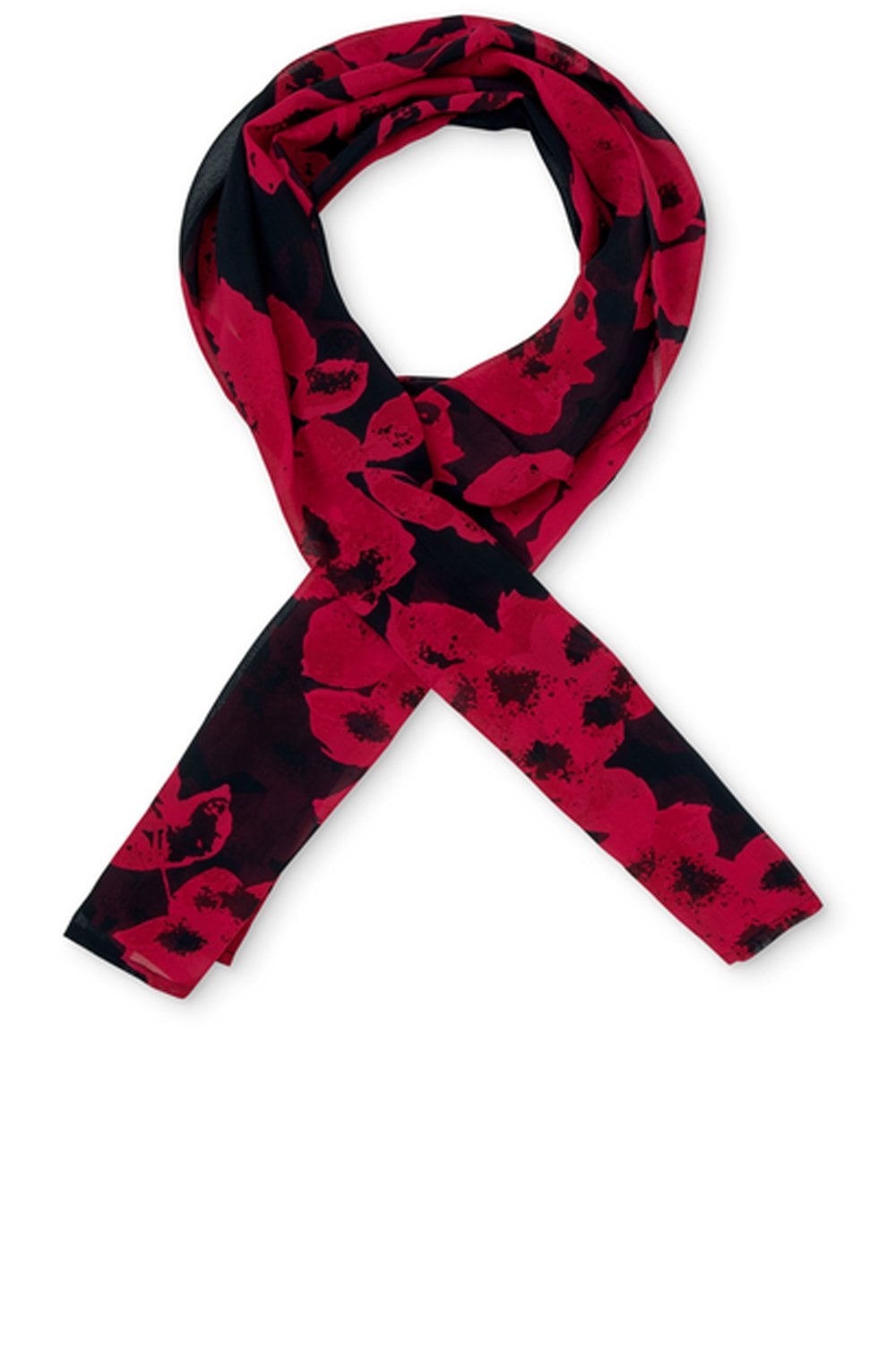 Along Red Floral Chiffon Scarf