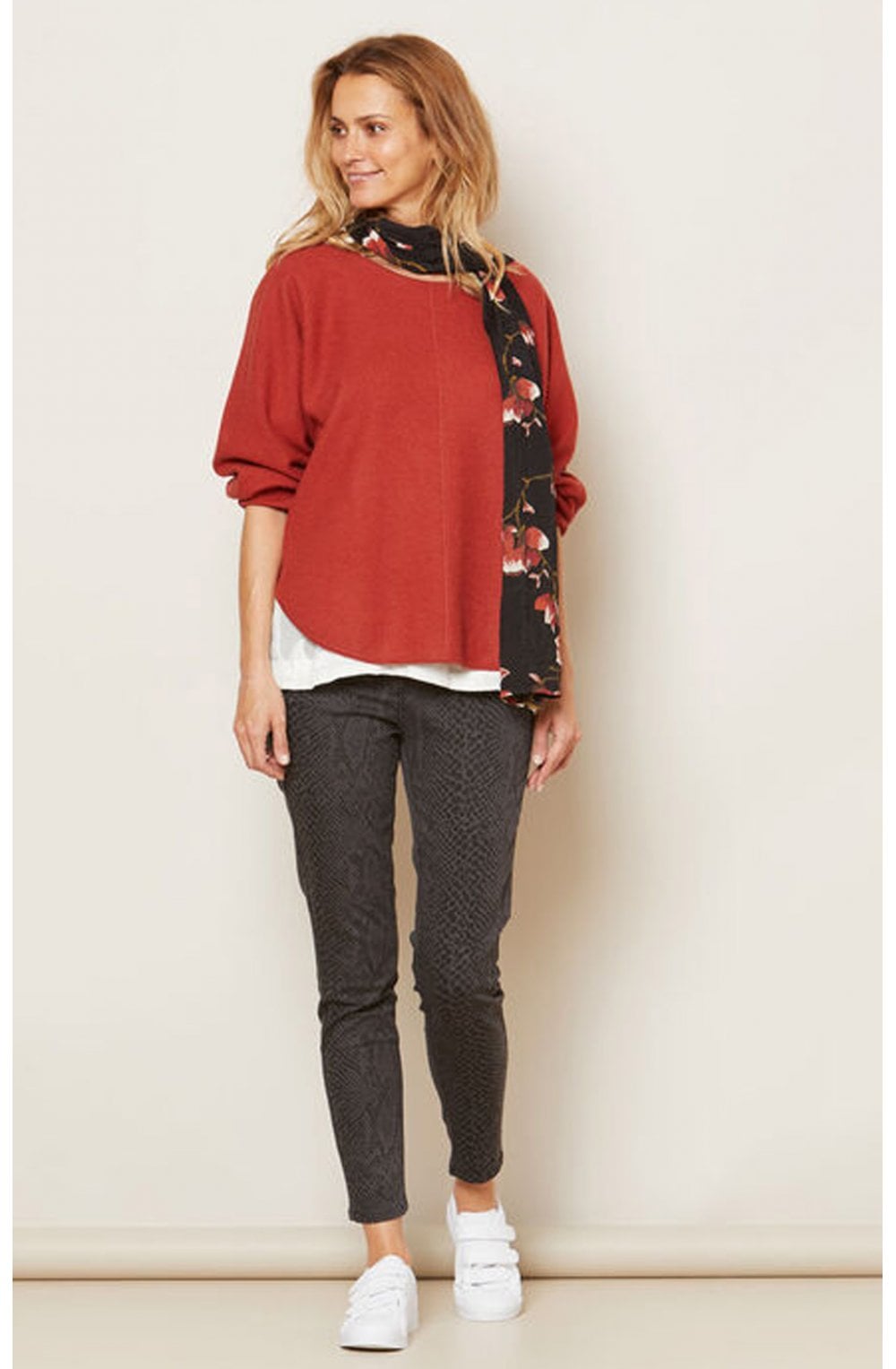 Along red ochre scarf