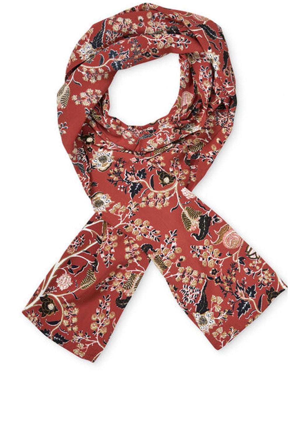 Along Red Orchard Floral Scarf