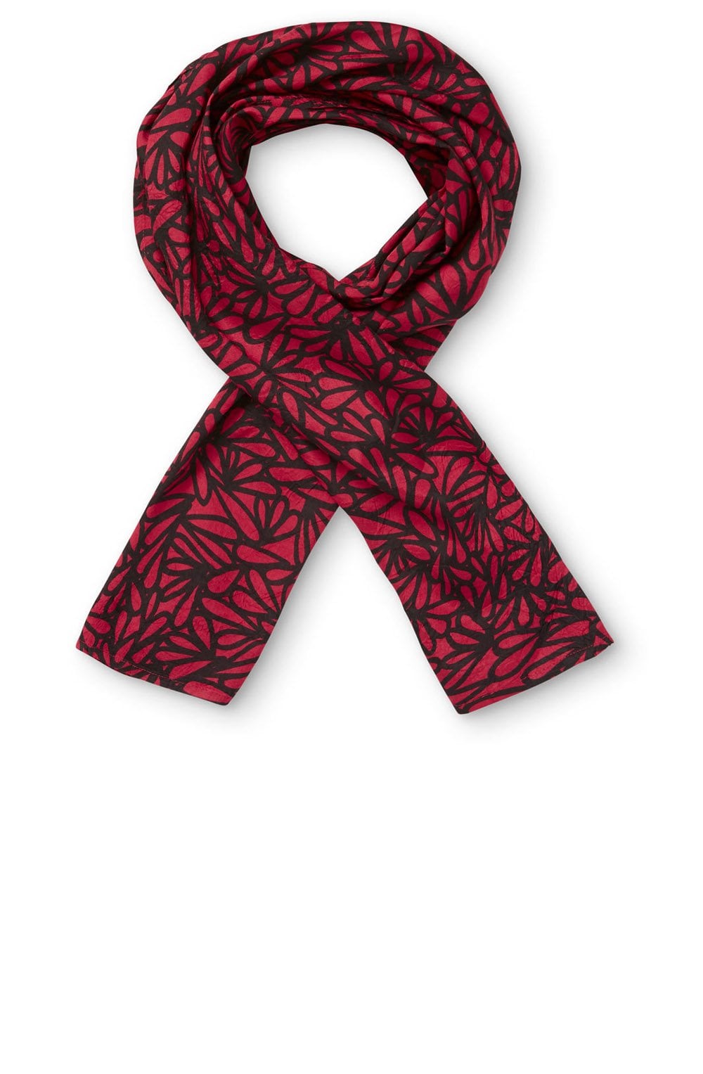 Along Red Patterned Scarf