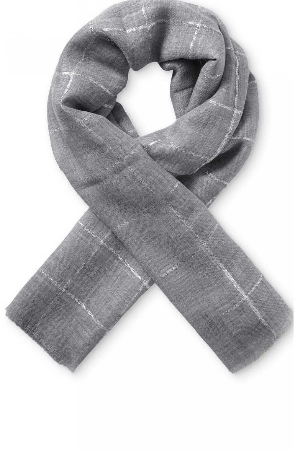 Alyssa Metallic Silver Check Scarf