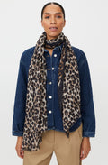 Alyvra Petrified Oak Leopard Frayed Edge Scarf