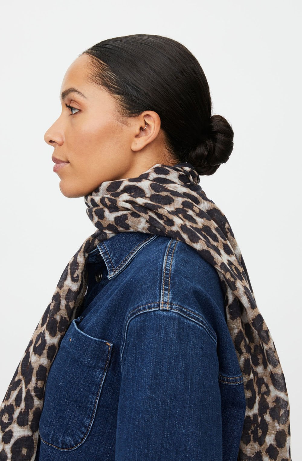 Alyvra Petrified Oak Leopard Frayed Edge Scarf