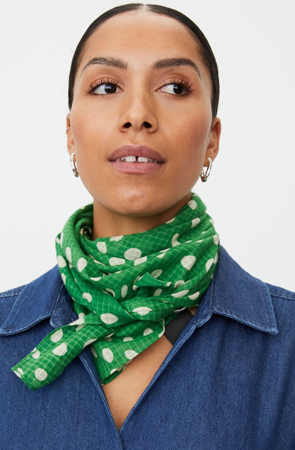 Amivra Mint Green Polka Dot Cotton Scarf