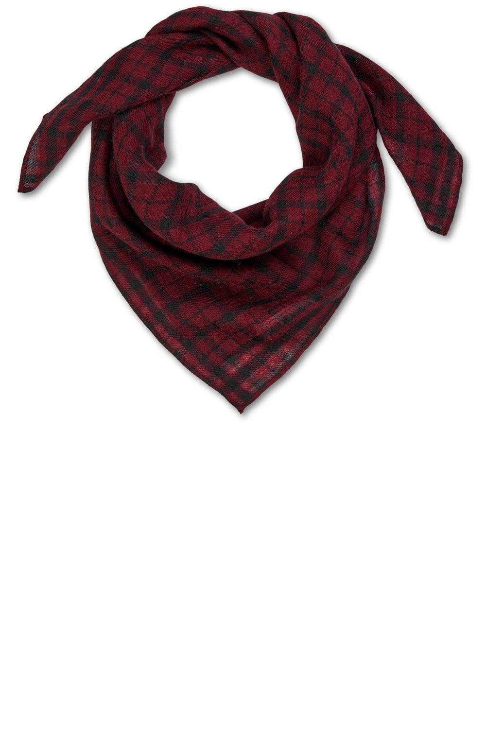 Azmira Tawny Port Checked Wool Scarf