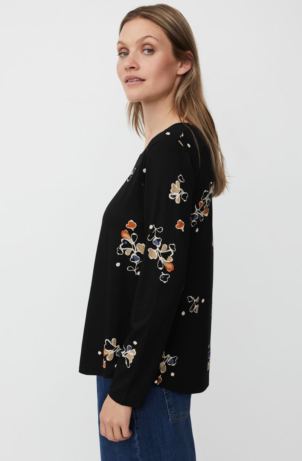 Badisna Autumnal Leaf Print Top