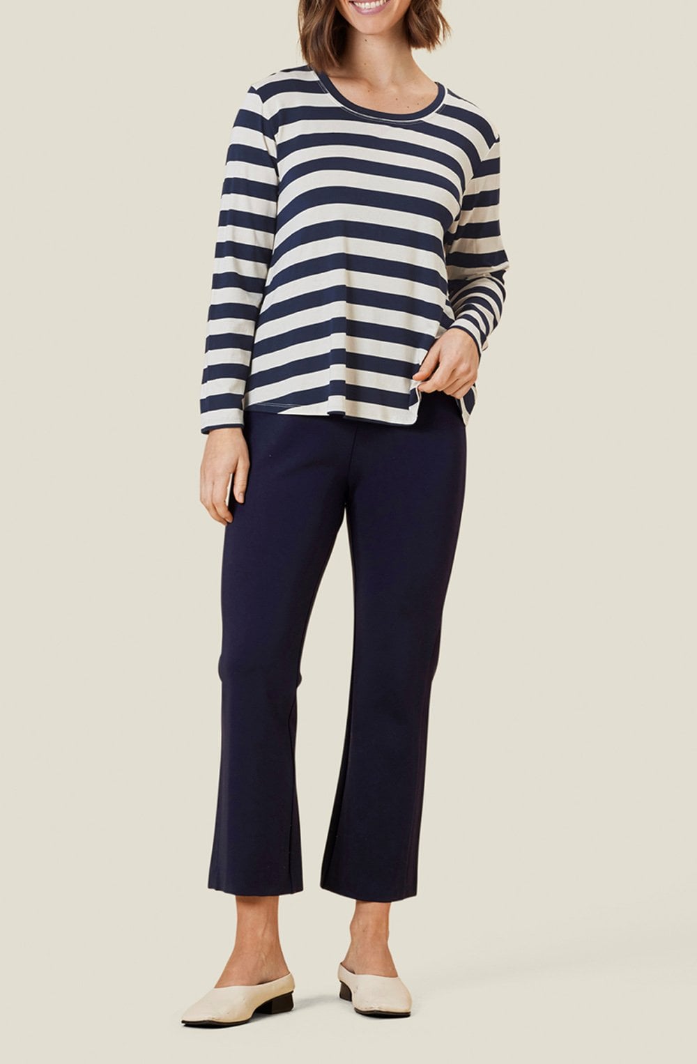 Badisna Navy and Cream Striped Top