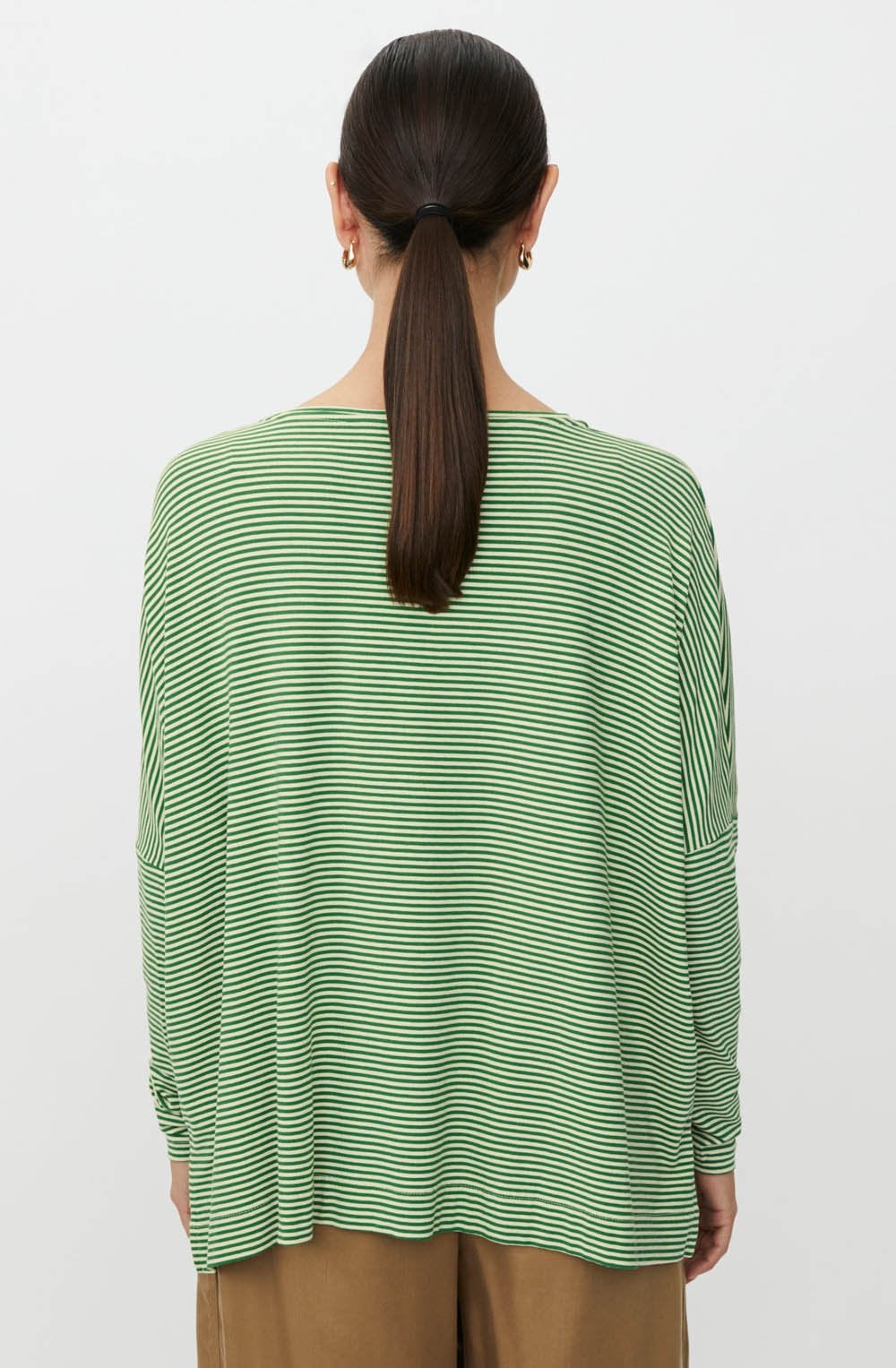 Barr Oversized Green Striped Top