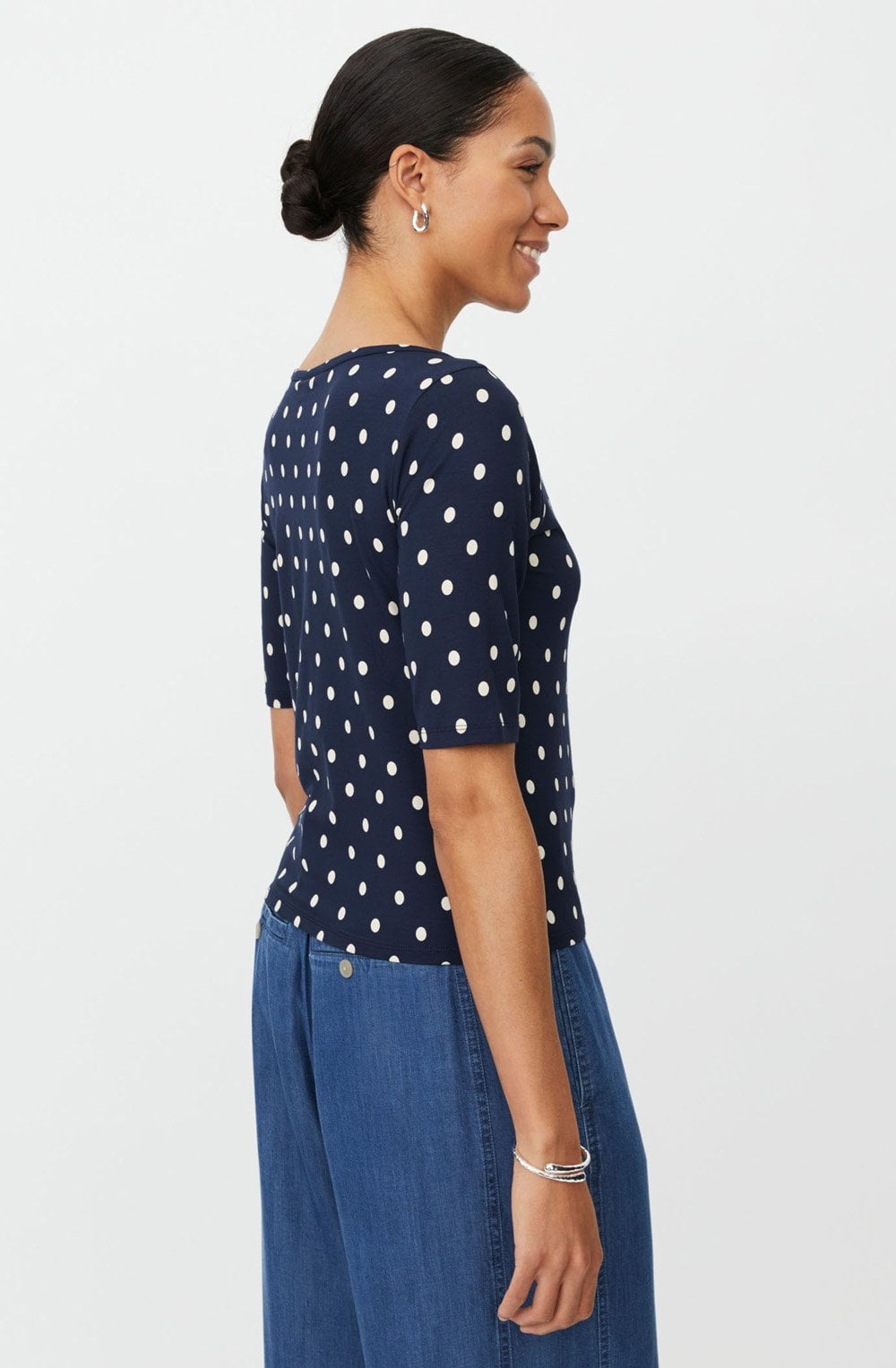 Bavessa Navy Blazer Polka Dot T Shirt