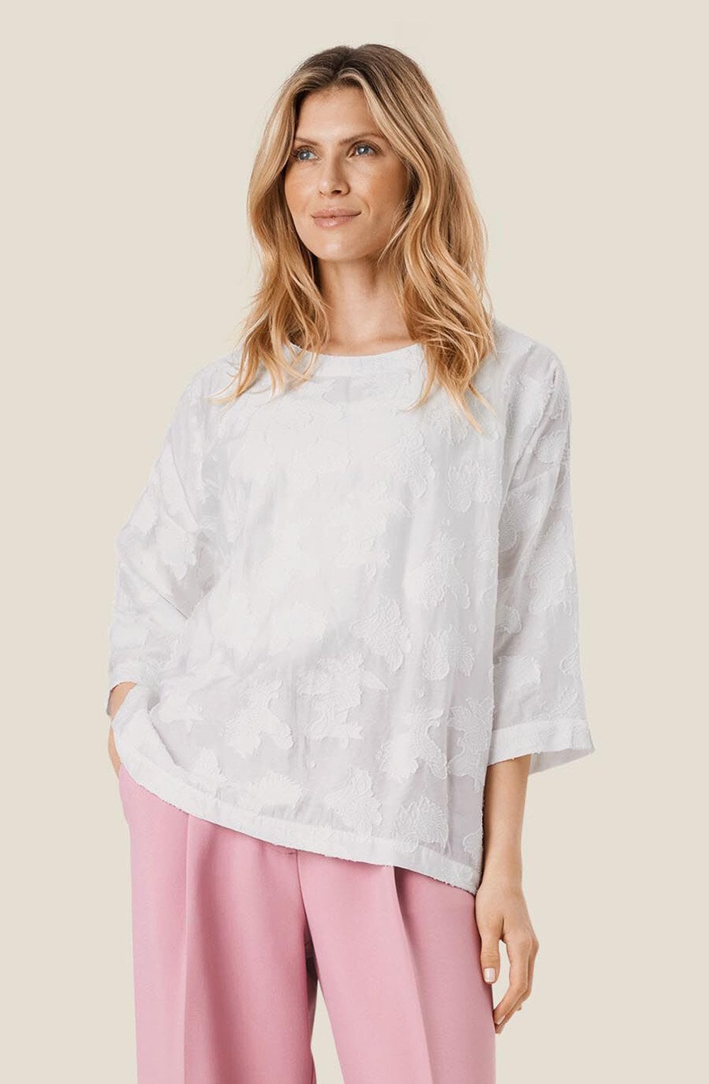 Becca White Textured Blouse
