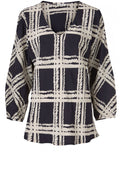 Bess Navy Patterned Top