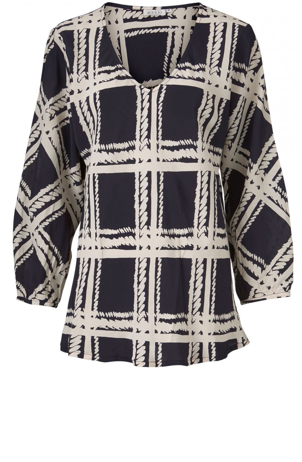 Bess Navy Patterned Top