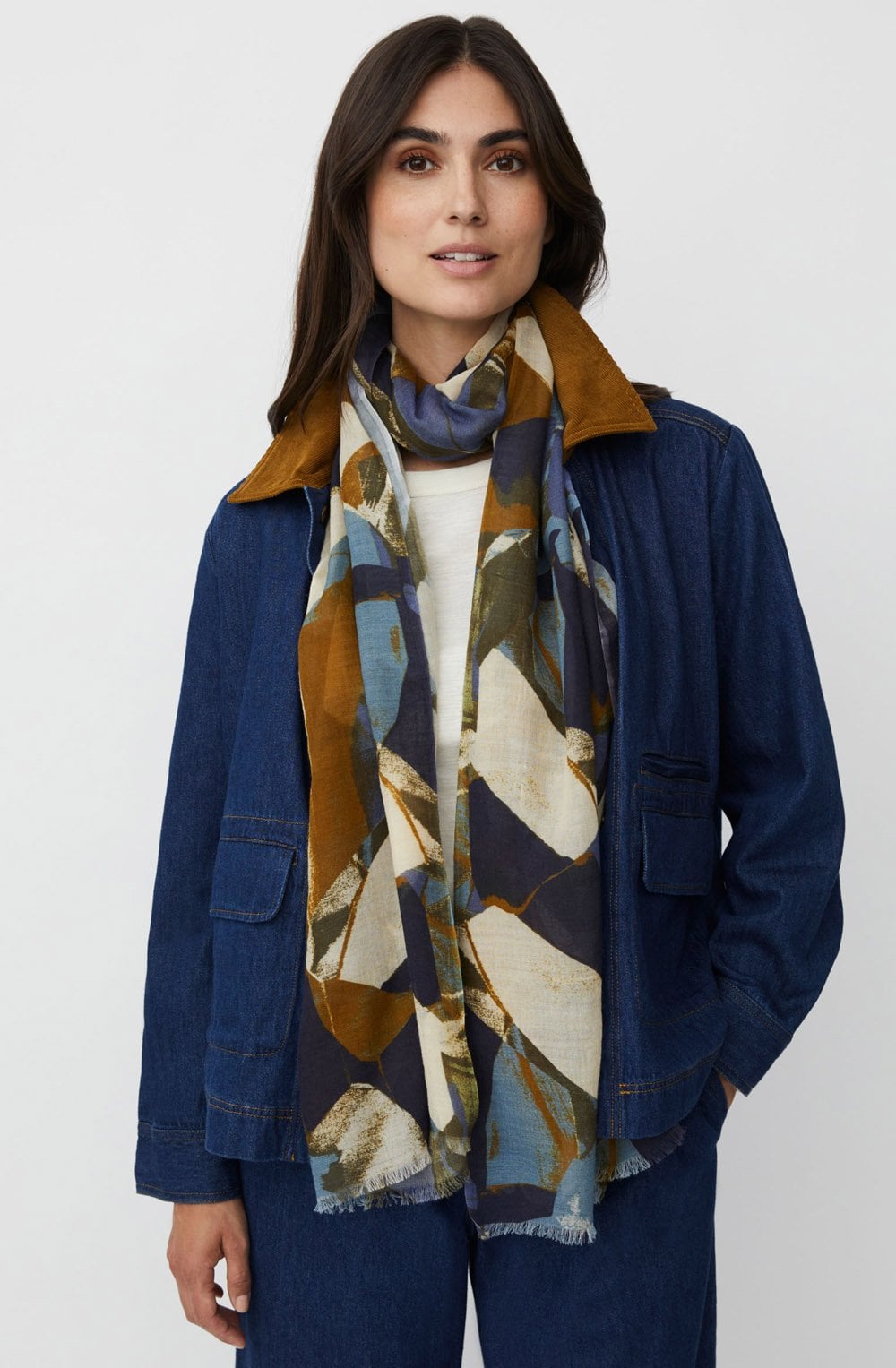 Bijou Blue Azuroa Wool Mix Scarf