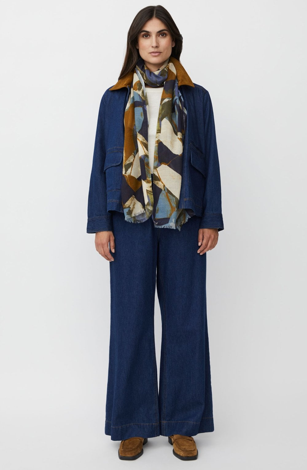 Bijou Blue Azuroa Wool Mix Scarf