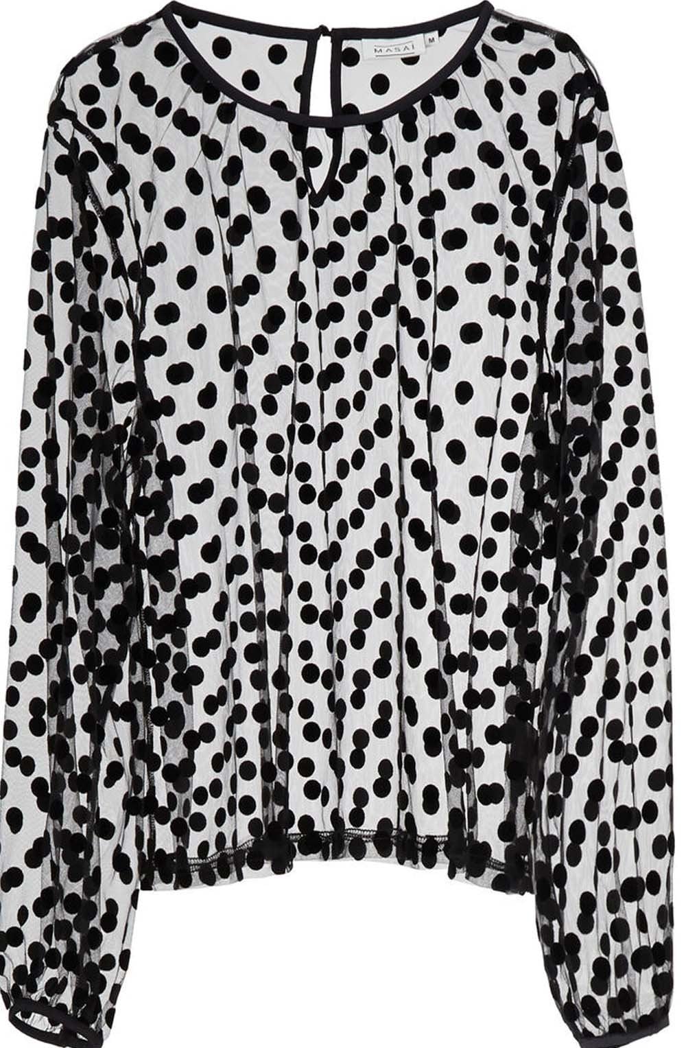 Bissa Black Sheer Polka Dot Top