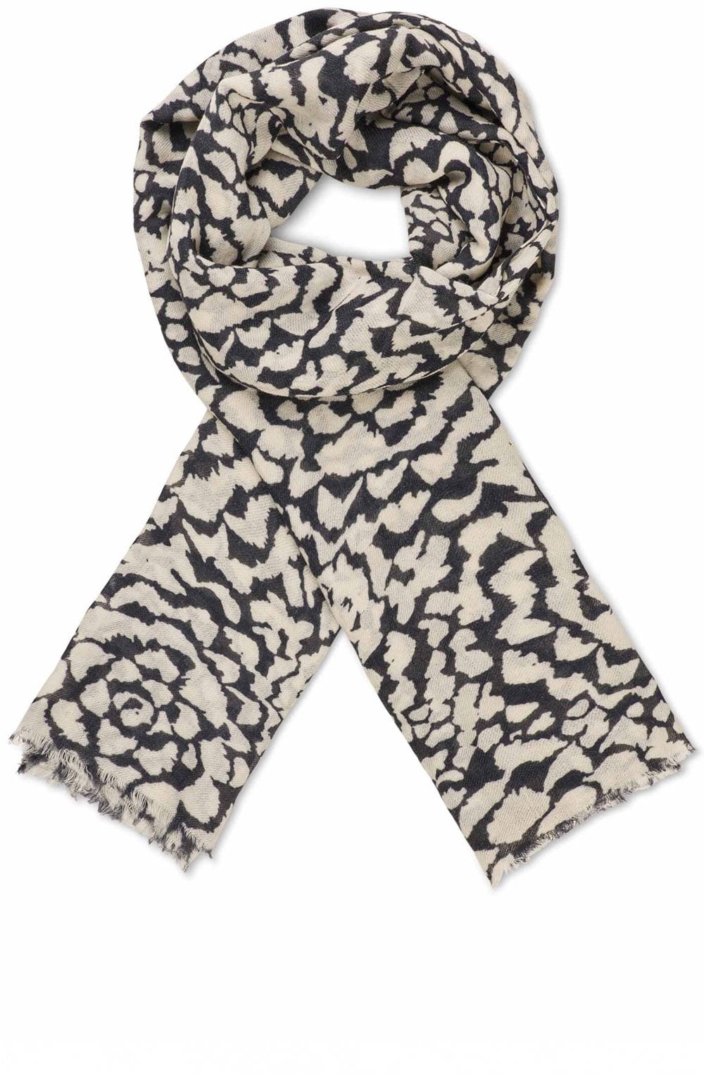 Black and Off White Wool Scarf