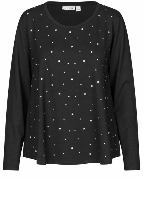 Black Diamante Badisna Jersey Top