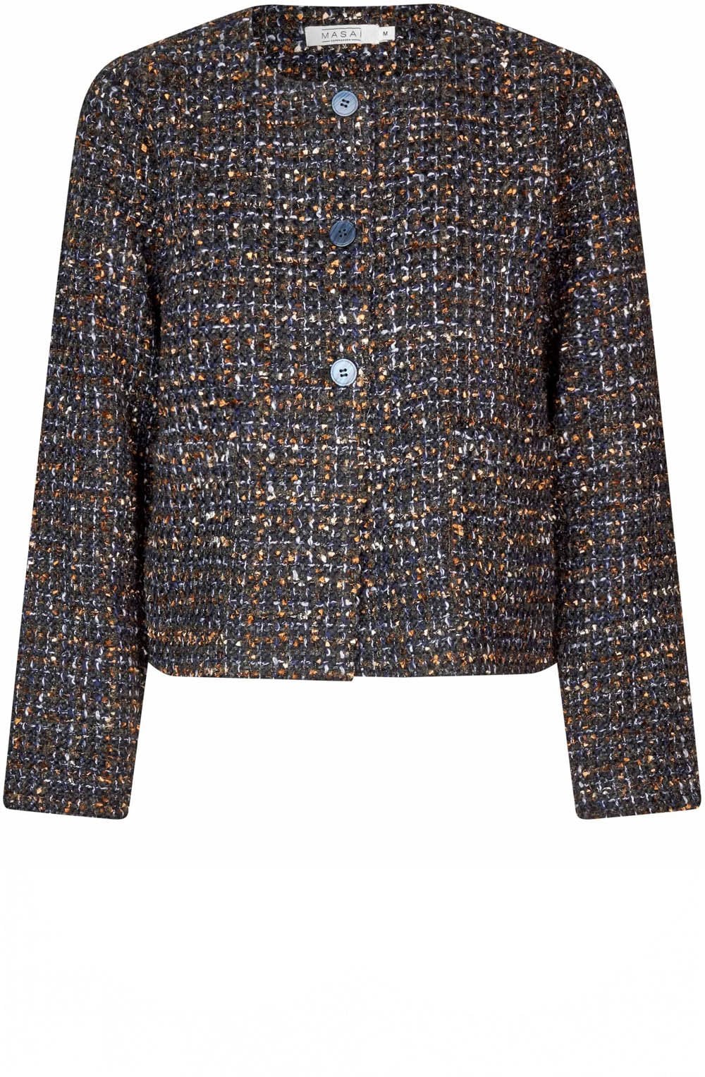 Black Navy and Gold Boucle Johala Jacket