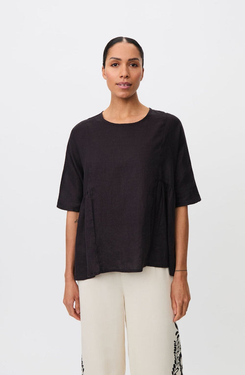 Blissea Oversize Black Linen Top