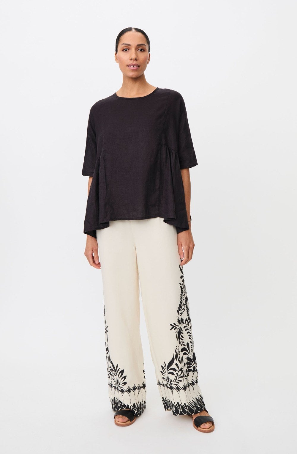Blissea Oversize Black Linen Top