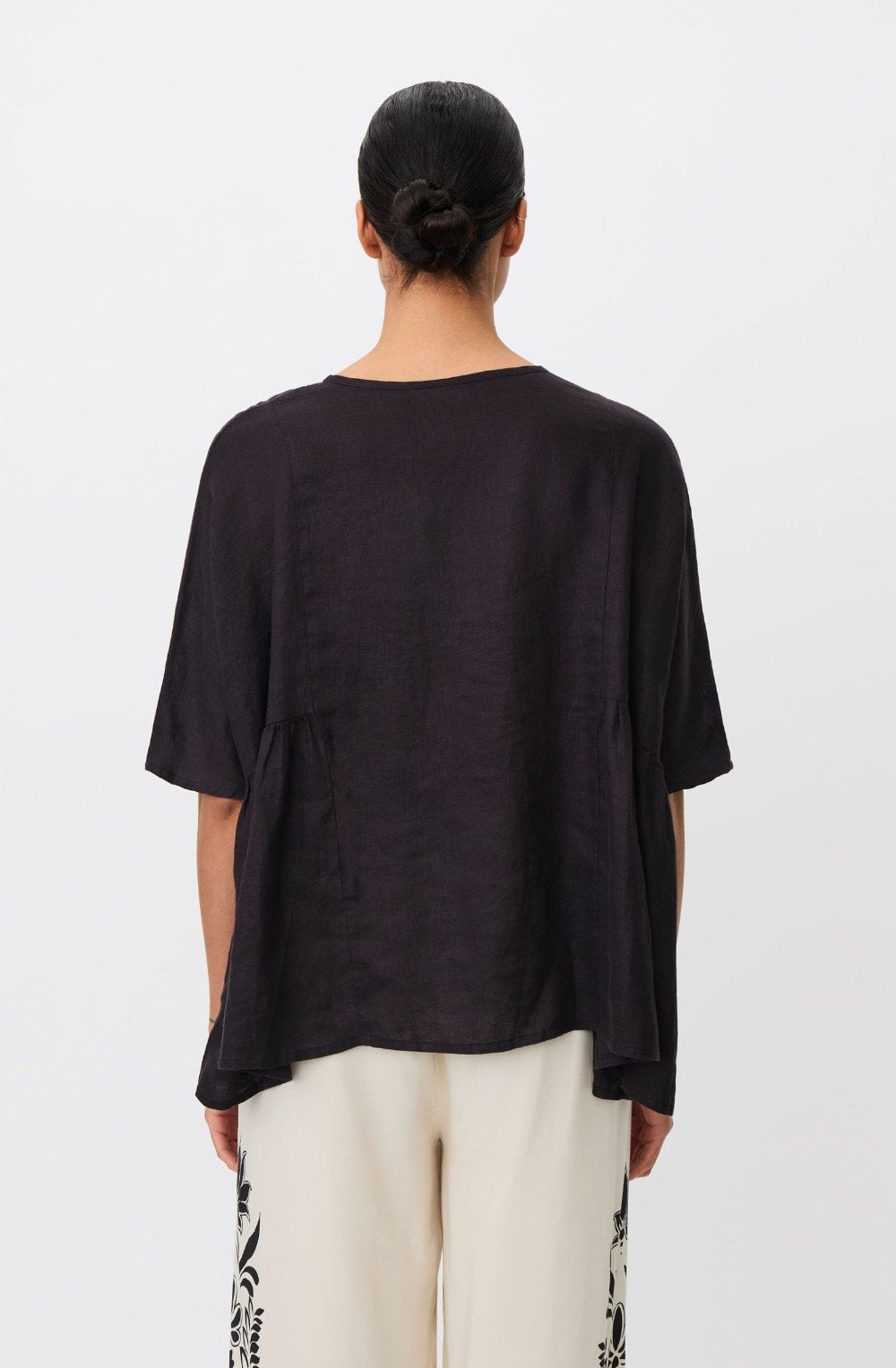 Blissea Oversize Black Linen Top