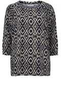 Bonnie Navy & Cream Patterned Top