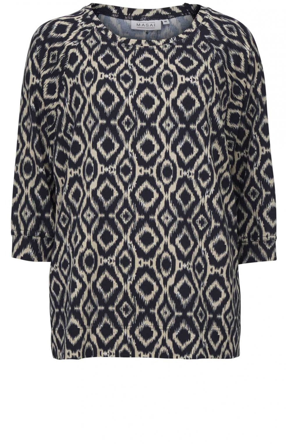 Bonnie Navy & Cream Patterned Top