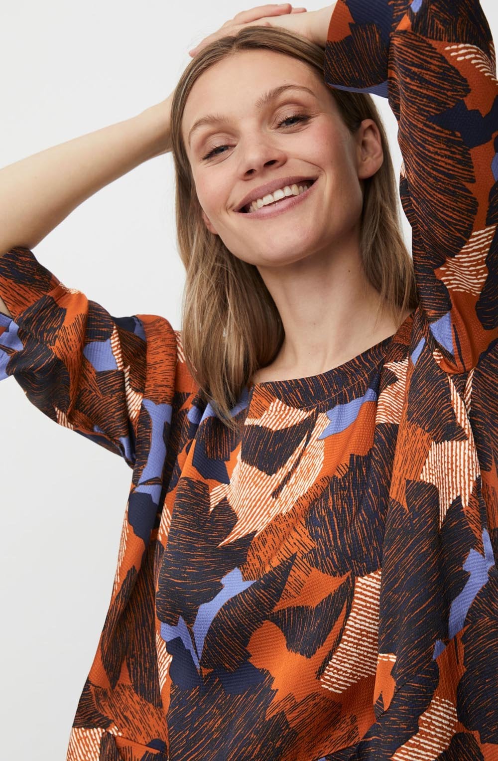 Bramila Autumnal Print Silk Touch Blouse