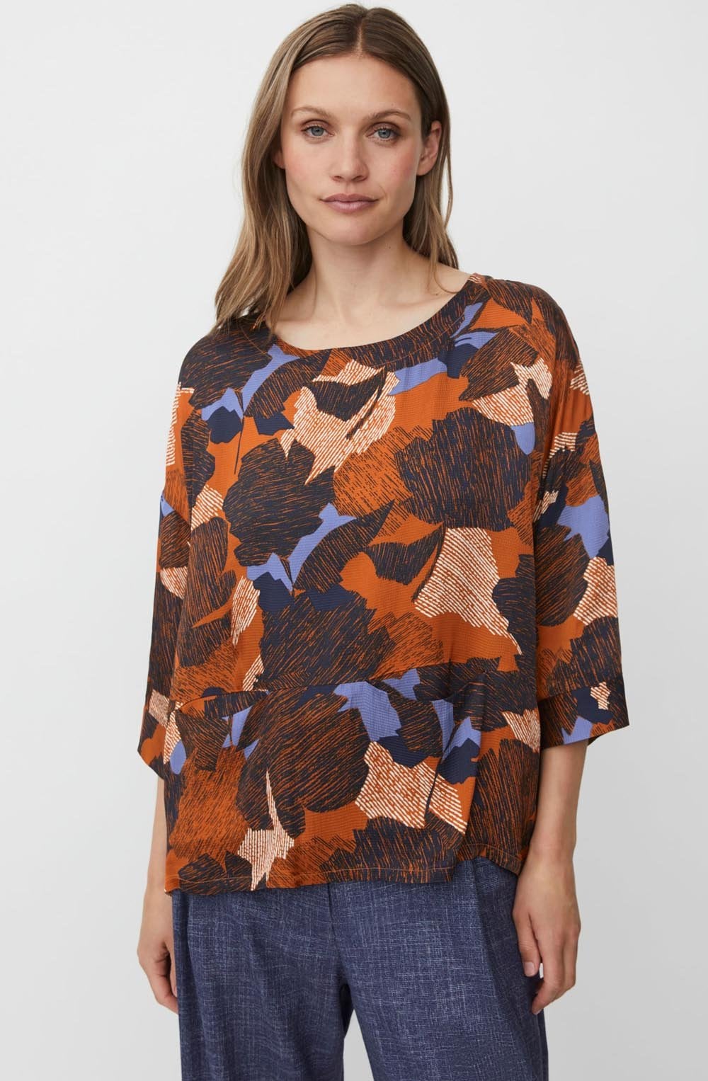 Bramila Autumnal Print Silk Touch Blouse